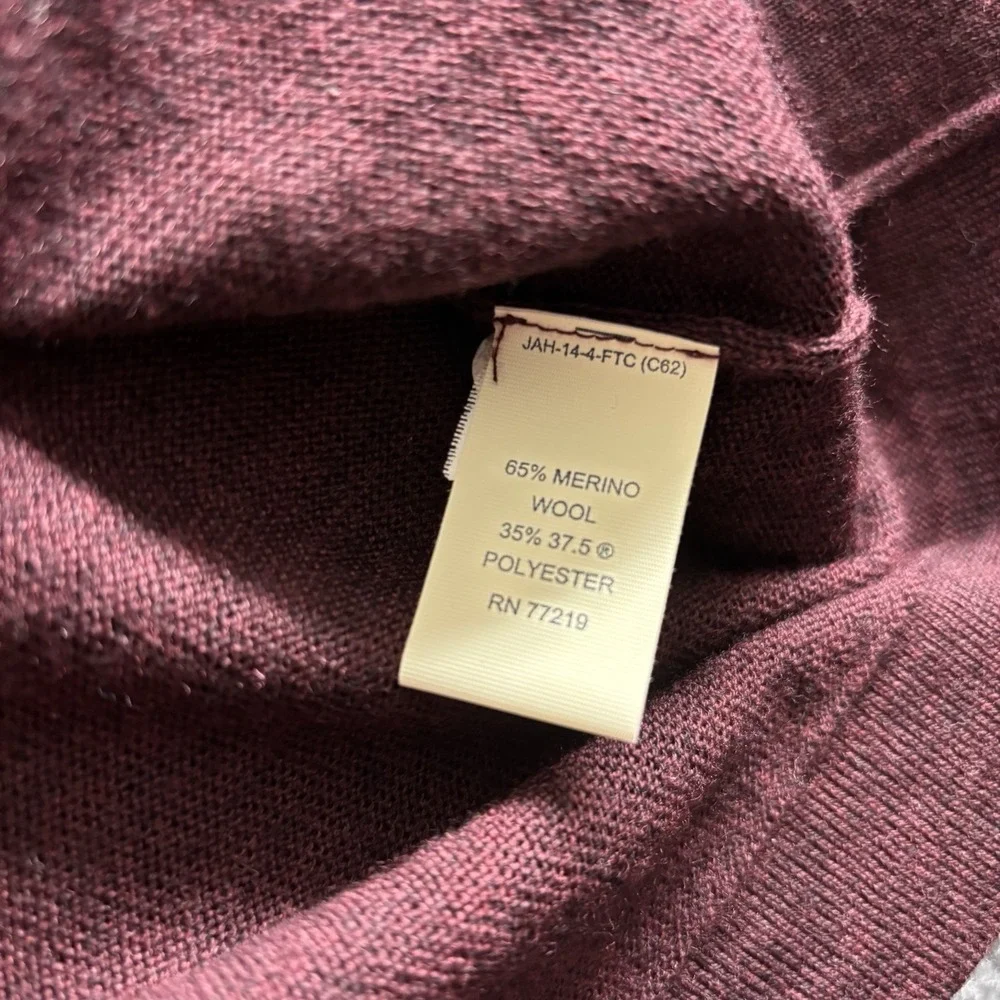 Joseph Abboud Merino Wool Blend Quarter Zip Sweater XL Red Pullover